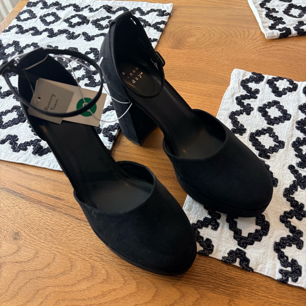 NEW a new day Black Chunky Platform Heels women’s shoes size 10 - Picture 2 of 8